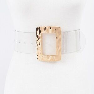 BNWT Hammered Textured Buckle Cleared Transparent Fashion Belt